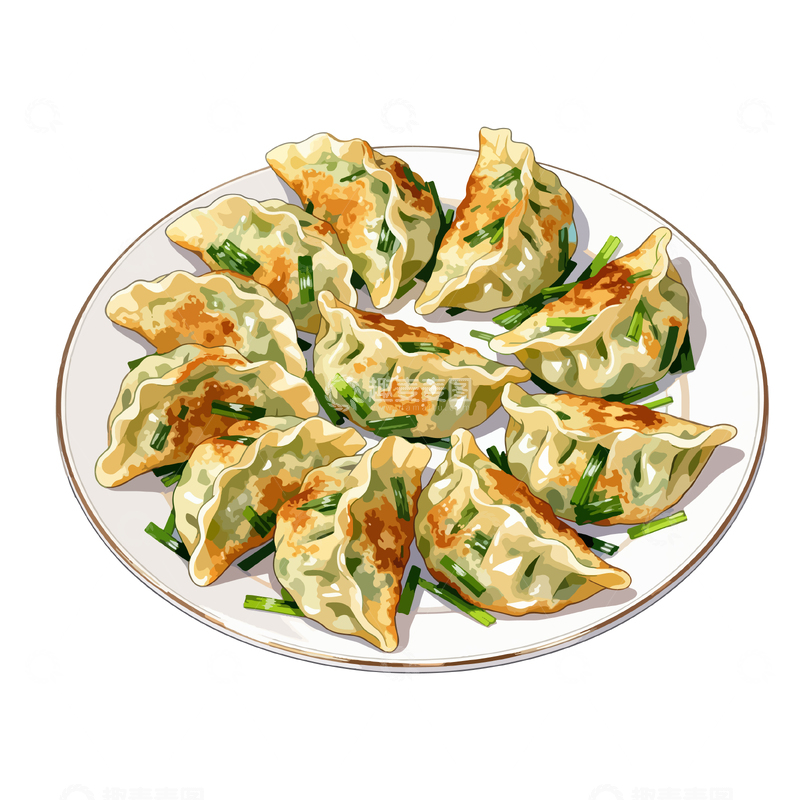 源文件下载【趣麦麦图】美食插画煎饺