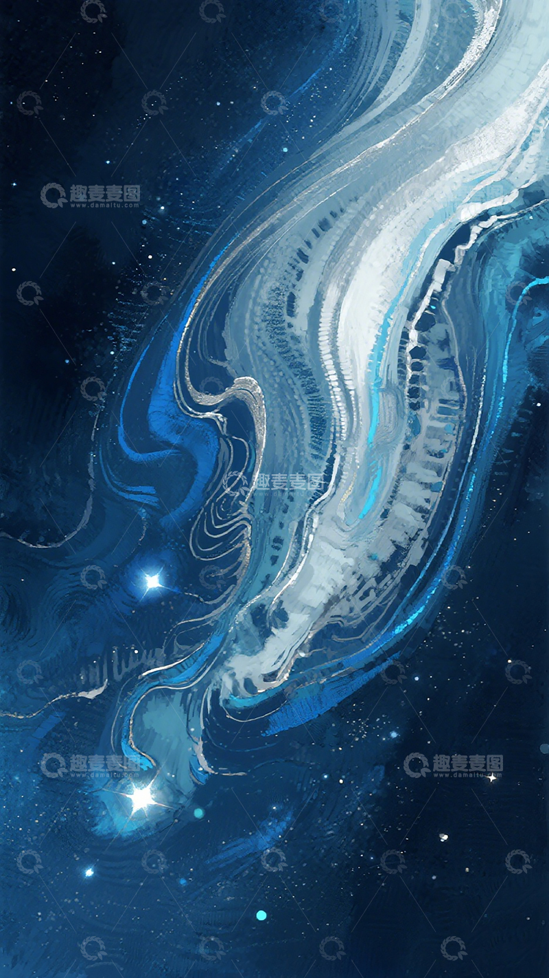 高清大图下载【趣麦麦图】宇宙星空中旋转星云艺术画作