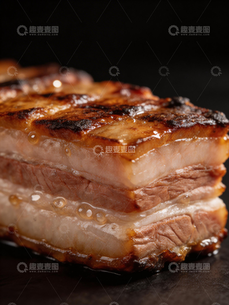 高清大图下载【趣麦麦图】烤猪肉美食特写摄影图片