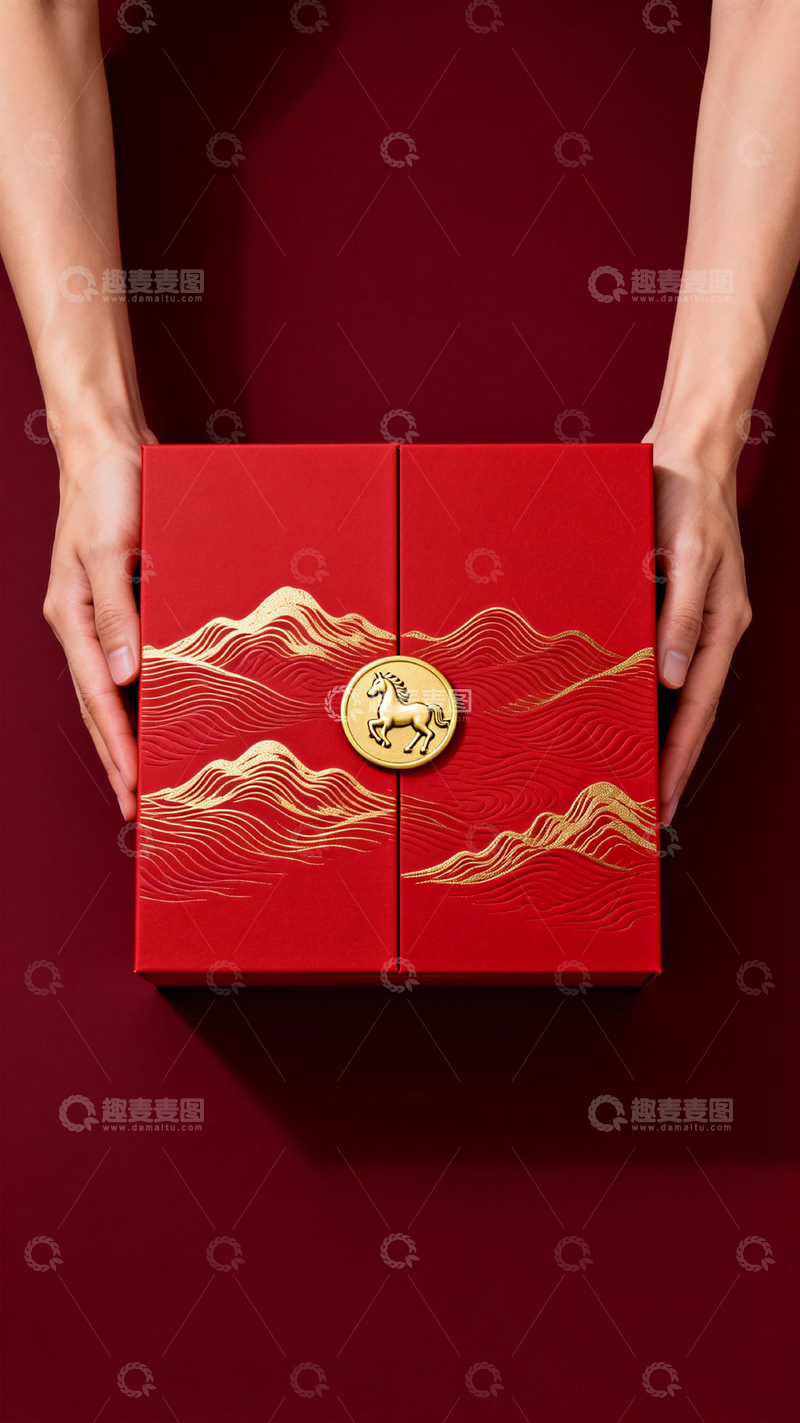 高清大图下载【趣麦麦图】红色礼盒包装设计