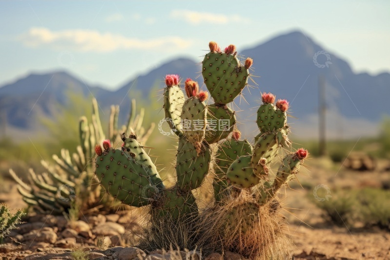 高清大图下载【趣麦麦图】沙漠里的一簇仙人掌