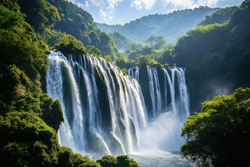 大山里的瀑布水流