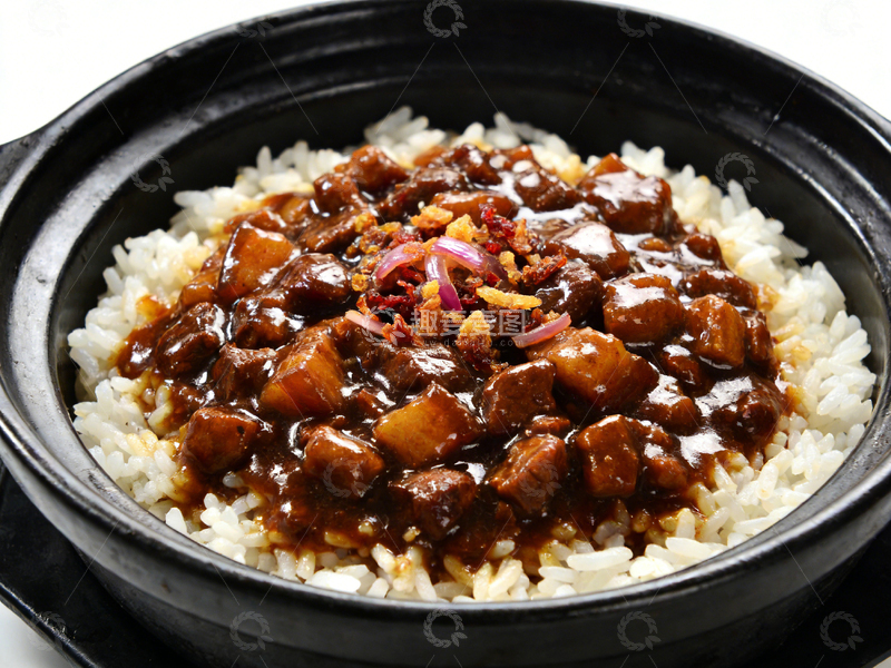 高清大图下载【趣麦麦图】砂锅卤肉饭美食摄影