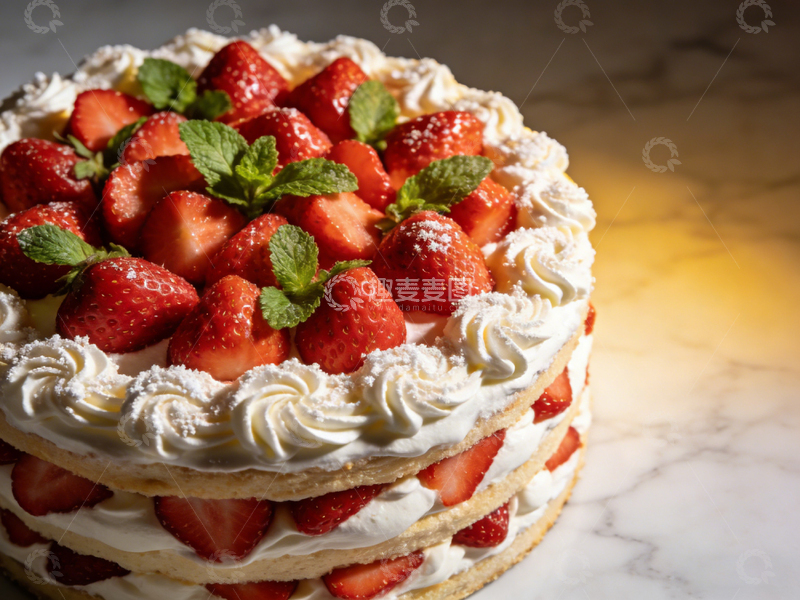 高清大图下载【趣麦麦图】草莓奶油蛋糕美食摄影3