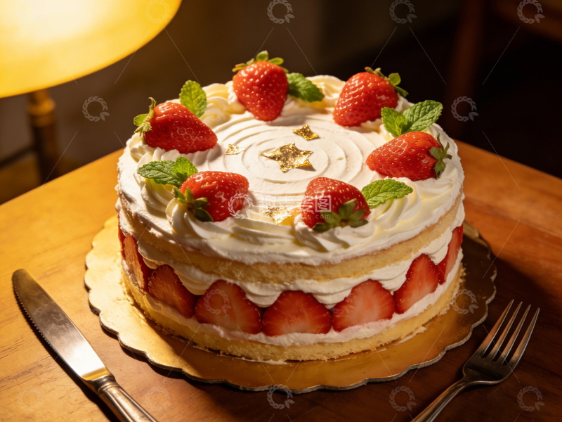 高清大图下载【趣麦麦图】草莓奶油蛋糕美食摄影4