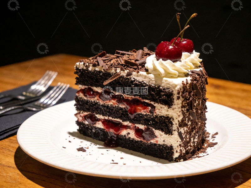 高清大图下载【趣麦麦图】精致黑森林蛋糕美食摄影