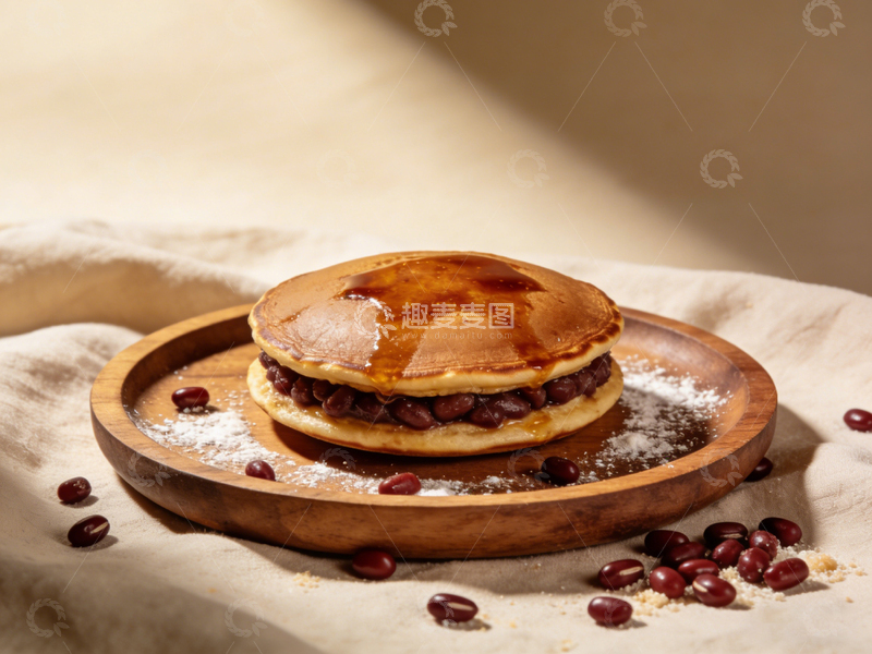 高清大图下载【趣麦麦图】木质托盘红豆煎饼美食摄影
