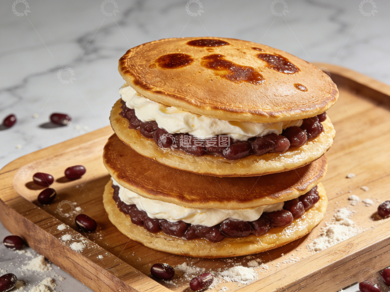 高清大图下载【趣麦麦图】煎饼红豆奶油美食摄影