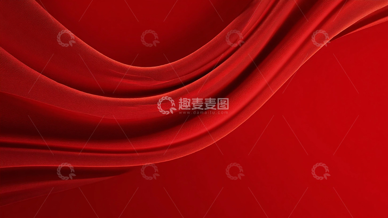 高清大图下载【趣麦麦图】绚丽红色丝绸的梦幻舞动