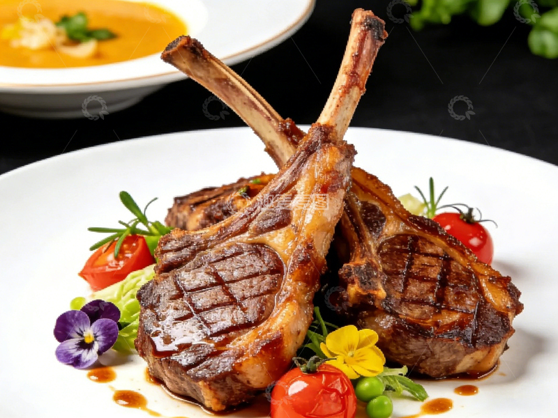 高清大图下载【趣麦麦图】精致羊排美食摄影图片