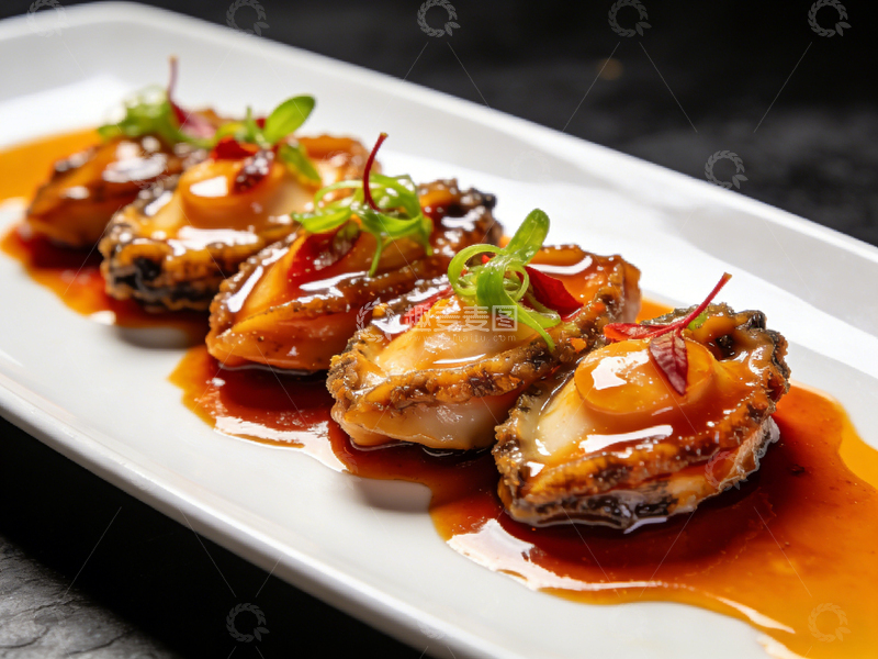 高清大图下载【趣麦麦图】精致中式鲍鱼料理