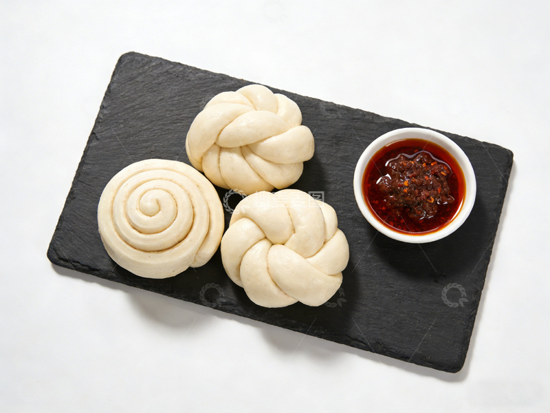 高清大图下载【趣麦麦图】石板蒸花卷配辣酱美食摄影