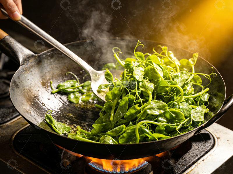 高清大图下载【趣麦麦图】炒绿叶菜美食摄影图