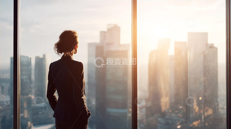 高清大图下载【趣麦麦图】晨曦下的都市孤影