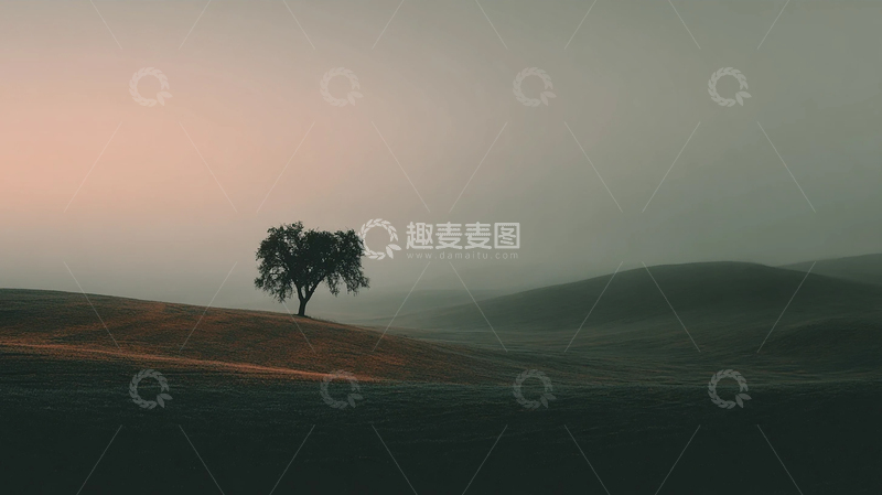 高清大图下载【趣麦麦图】孤树荒原的静谧守望