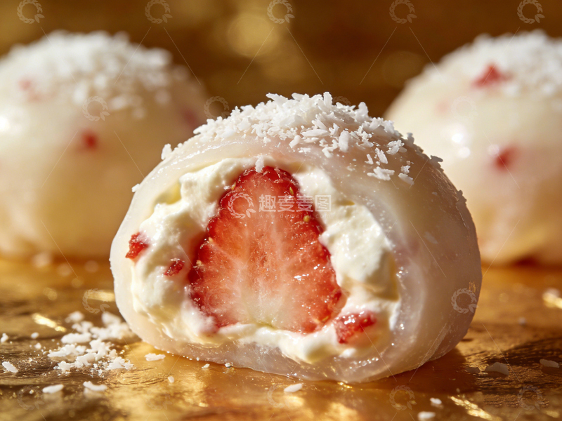高清大图下载【趣麦麦图】甜点美食草莓奶油球摄影