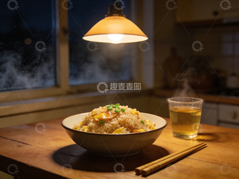 高清大图下载【趣麦麦图】温馨晚餐炒饭美食摄影