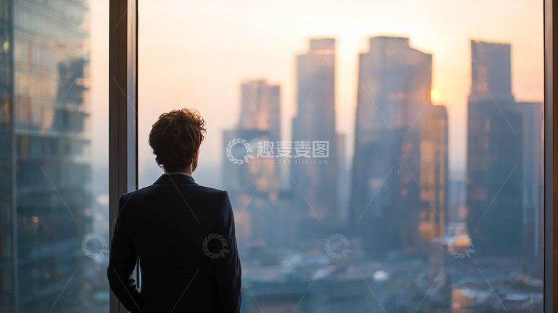 高清大图下载【趣麦麦图】朝霞中城市梦想剪影