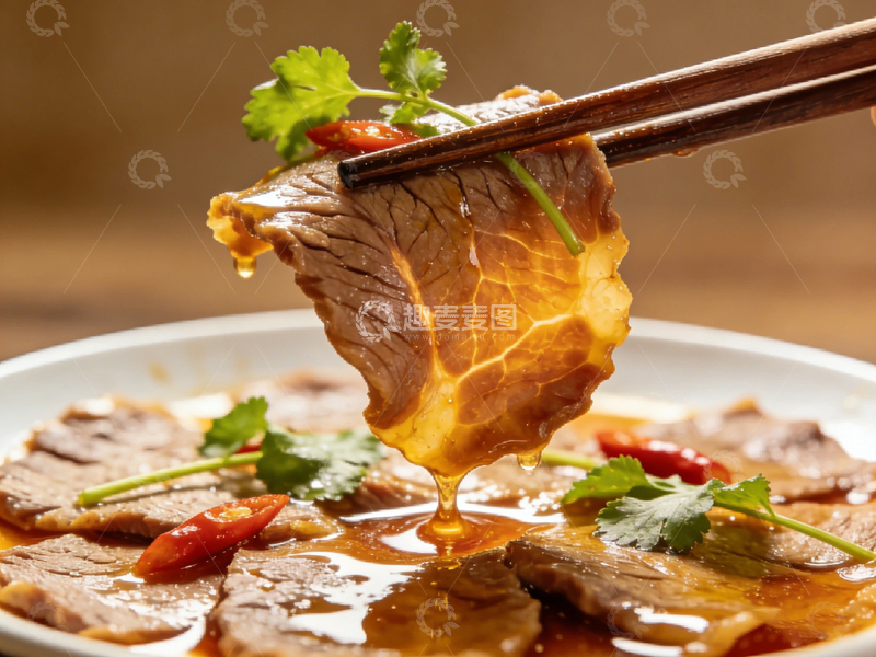 高清大图下载【趣麦麦图】筷子夹牛肉美食摄影