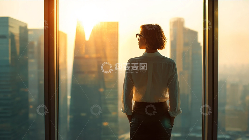 高清大图下载【趣麦麦图】晨曦下的城市沉思者