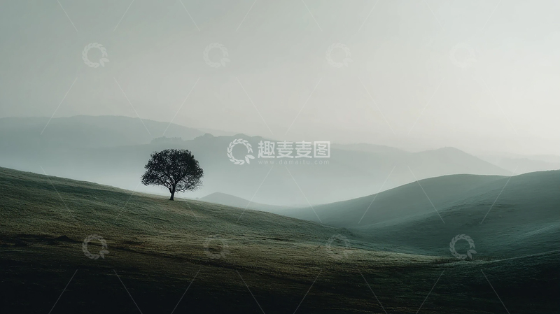 高清大图下载【趣麦麦图】孤树横跨云海的静谧奇观