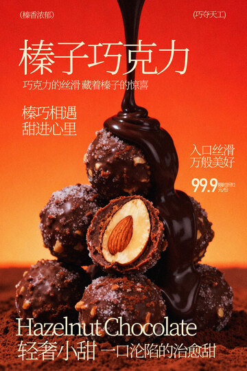 榛子巧克力甜品海报