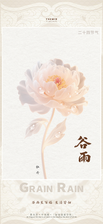 谷雨节气牡丹花宣传海报