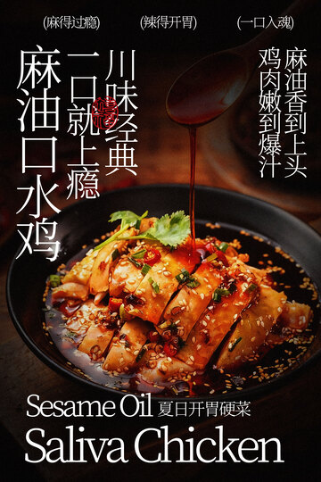 麻油口水鸡美食海报