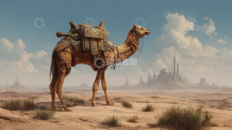 高清大图下载【趣麦麦图】迷幻光影中的骆驼之魂