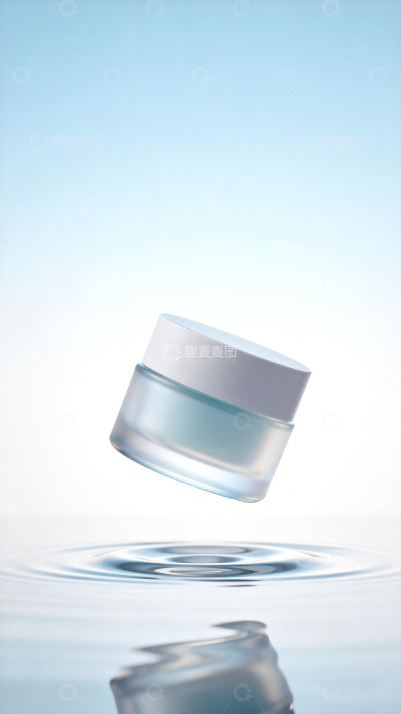 高清大图下载【趣麦麦图】清新化妆品悬空水面摄影