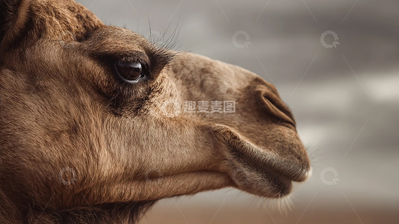 高清大图下载【趣麦麦图】沙漠孤旅中的金色骆驼