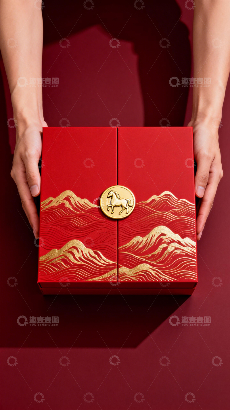 高清大图下载【趣麦麦图】红色礼盒包装设计