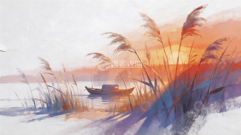 高清大图下载【趣麦麦图】夕阳西下风景画3