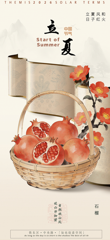 立夏节气石榴插画设计