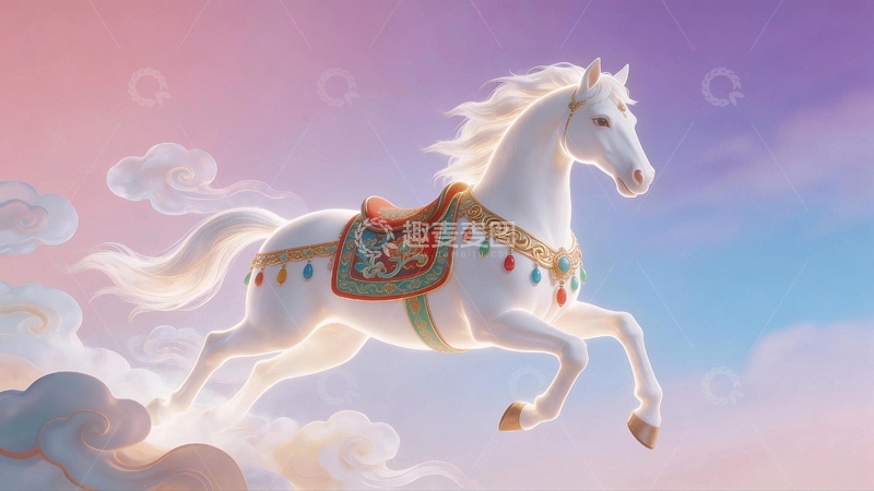 高清大图下载【趣麦麦图】中国风白马骏马3