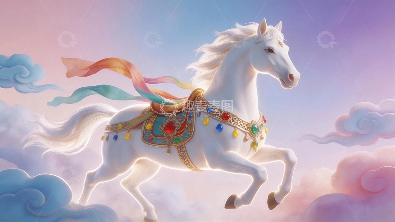 高清大图下载【趣麦麦图】彩绘白马骏马1