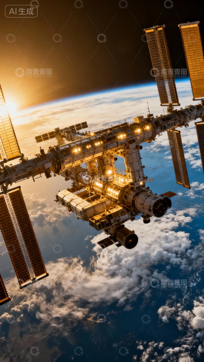 高清大图下载【趣麦麦图】科技背景科技空间站2