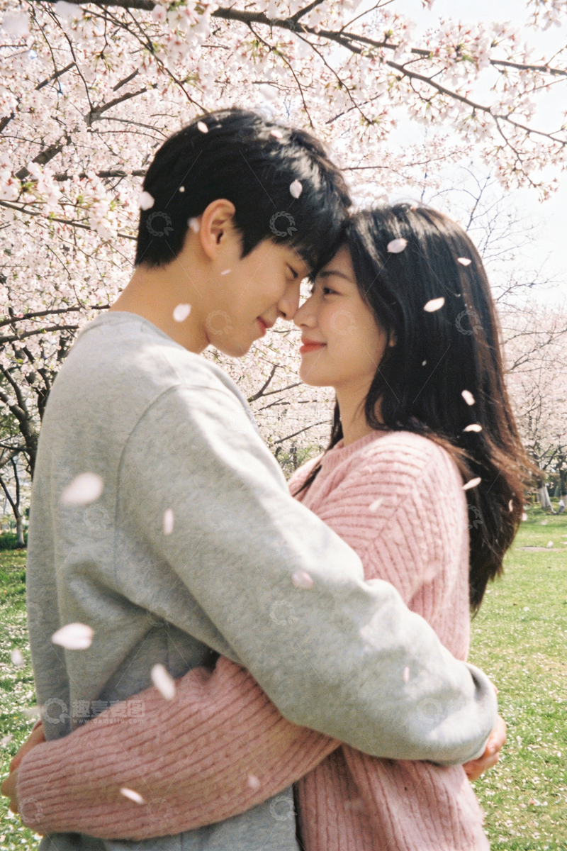 高清大图下载【趣麦麦图】樱花浪漫相拥情侣摄影写真