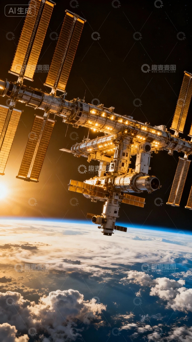 高清大图下载【趣麦麦图】科技背景科技空间站3