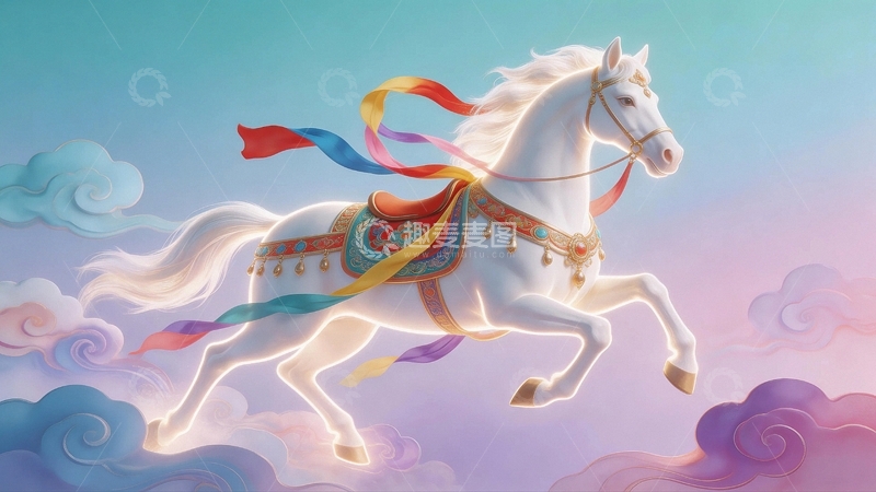 高清大图下载【趣麦麦图】2026白马背景底纹11