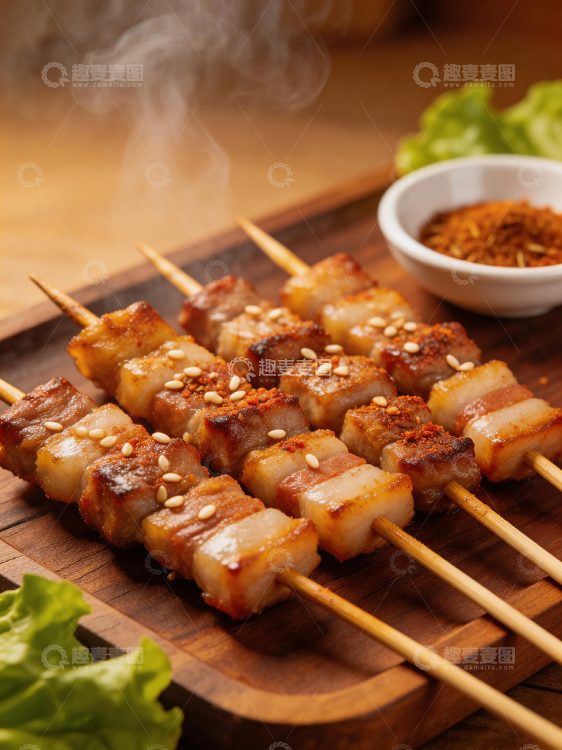 高清大图下载【趣麦麦图】烤五花肉串美食摄影