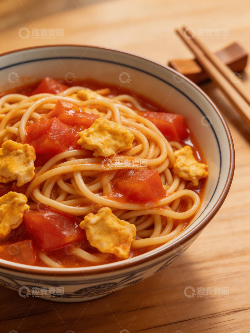 高清大图下载【趣麦麦图】家常番茄鸡蛋面美食摄影