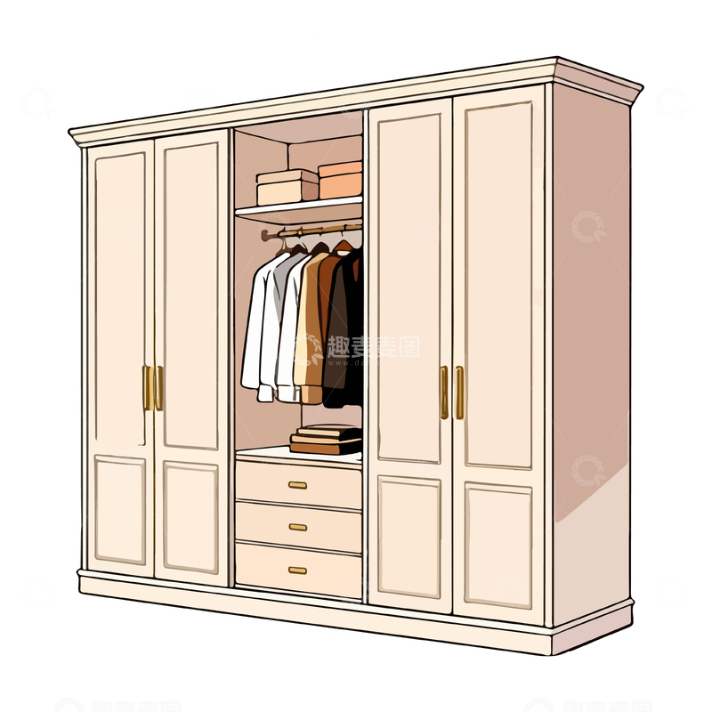 源文件下载【趣麦麦图】简约衣柜设计插画
