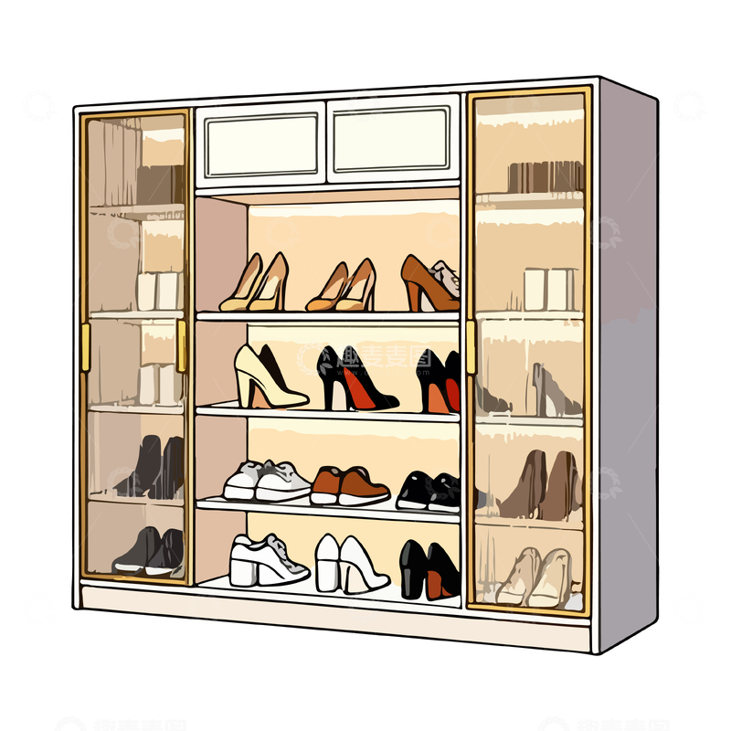 源文件下载【趣麦麦图】时尚鞋柜设计素描图