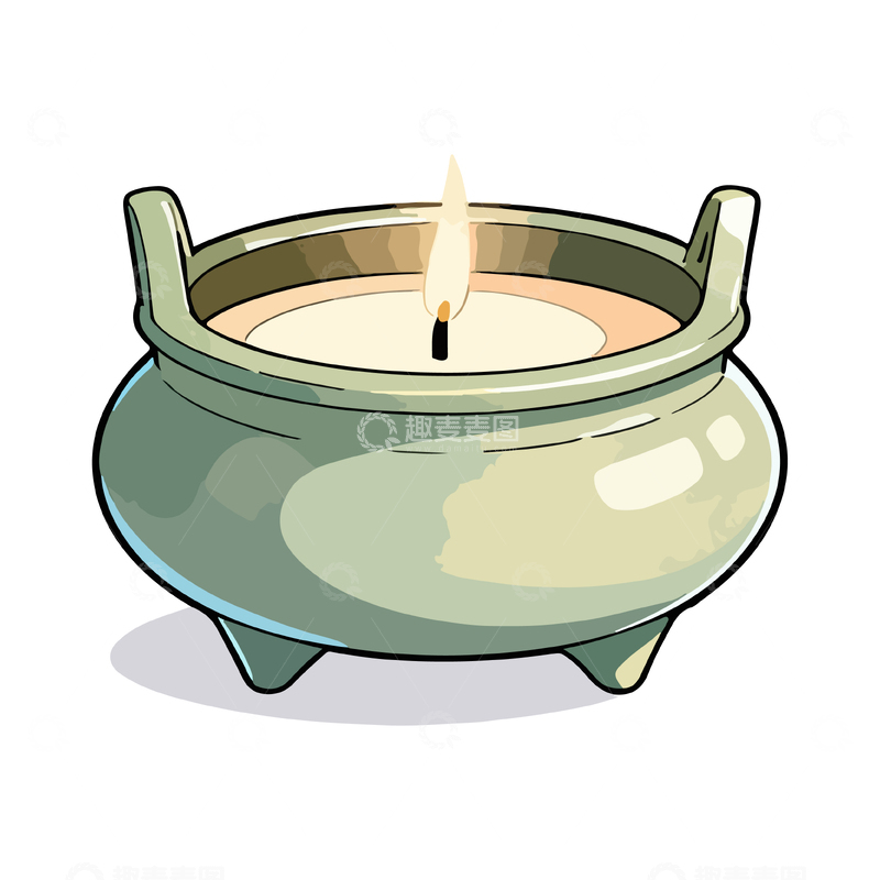 源文件下载【趣麦麦图】古风香炉手绘插画