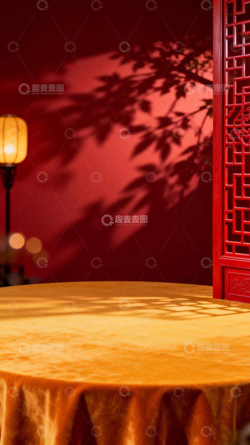 高清大图下载【趣麦麦图】东方韵味红墙桌影艺术照