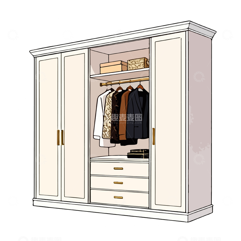 源文件下载【趣麦麦图】简约衣柜设计图