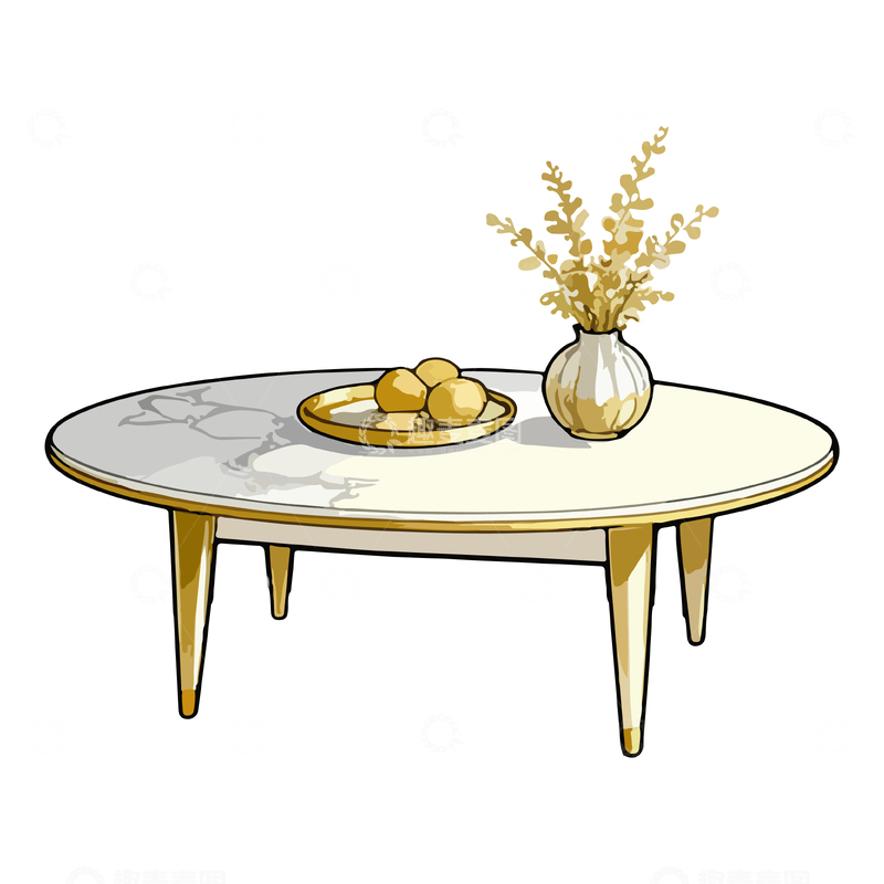 源文件下载【趣麦麦图】简约风格茶几插画素材