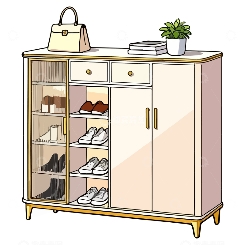 源文件下载【趣麦麦图】简约风格家用鞋柜设计图
