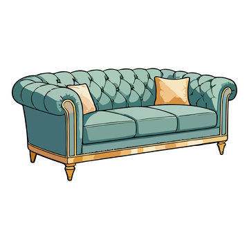 手绘复古沙发插画设计元素
